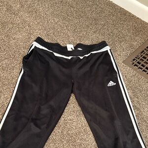 Adidas unisex Black Joggers with White Stripes